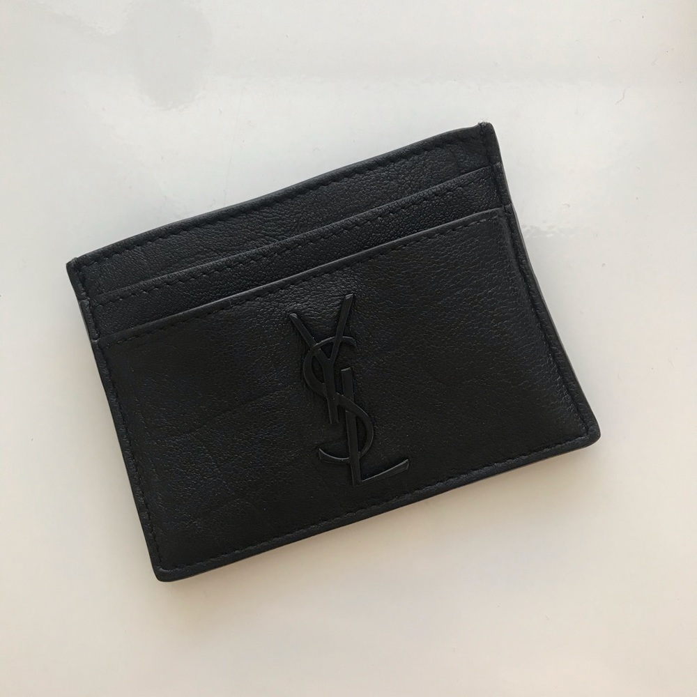 Saint Laurent card wallet embossed crocodile
